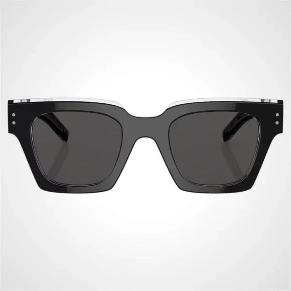 New Dolce & Gabbana Sunglasses Black Crystal Acetate Square Gray Lens